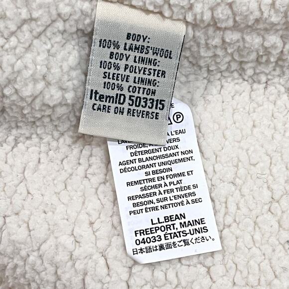 LL Bean Classic Women's Ragg Wool Sherpa lined Zip Sweater Grey Medium 503315 - Picture 9 of 11